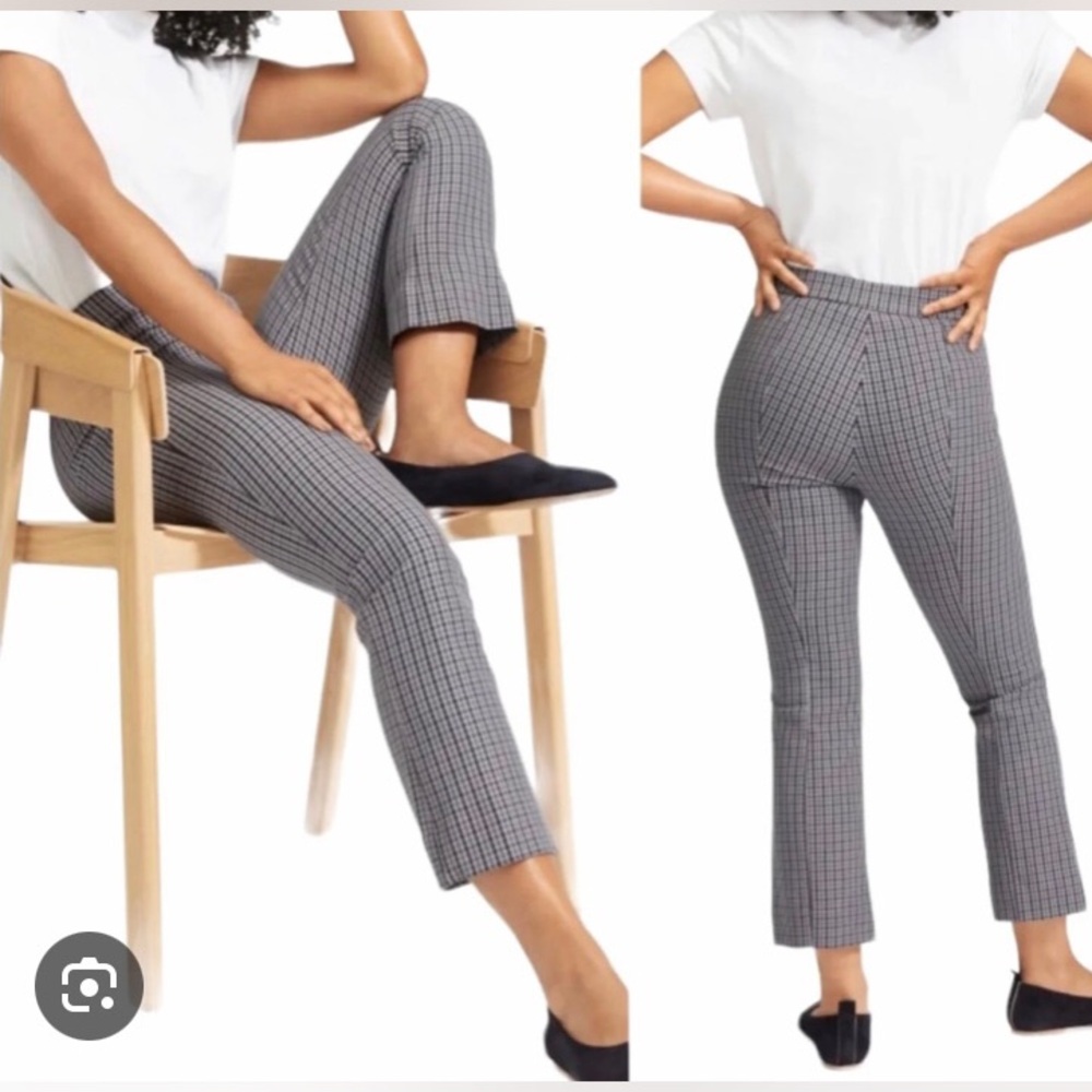Everlane The Kick Crop Checkered Plaid Side Zip Pants Size 8